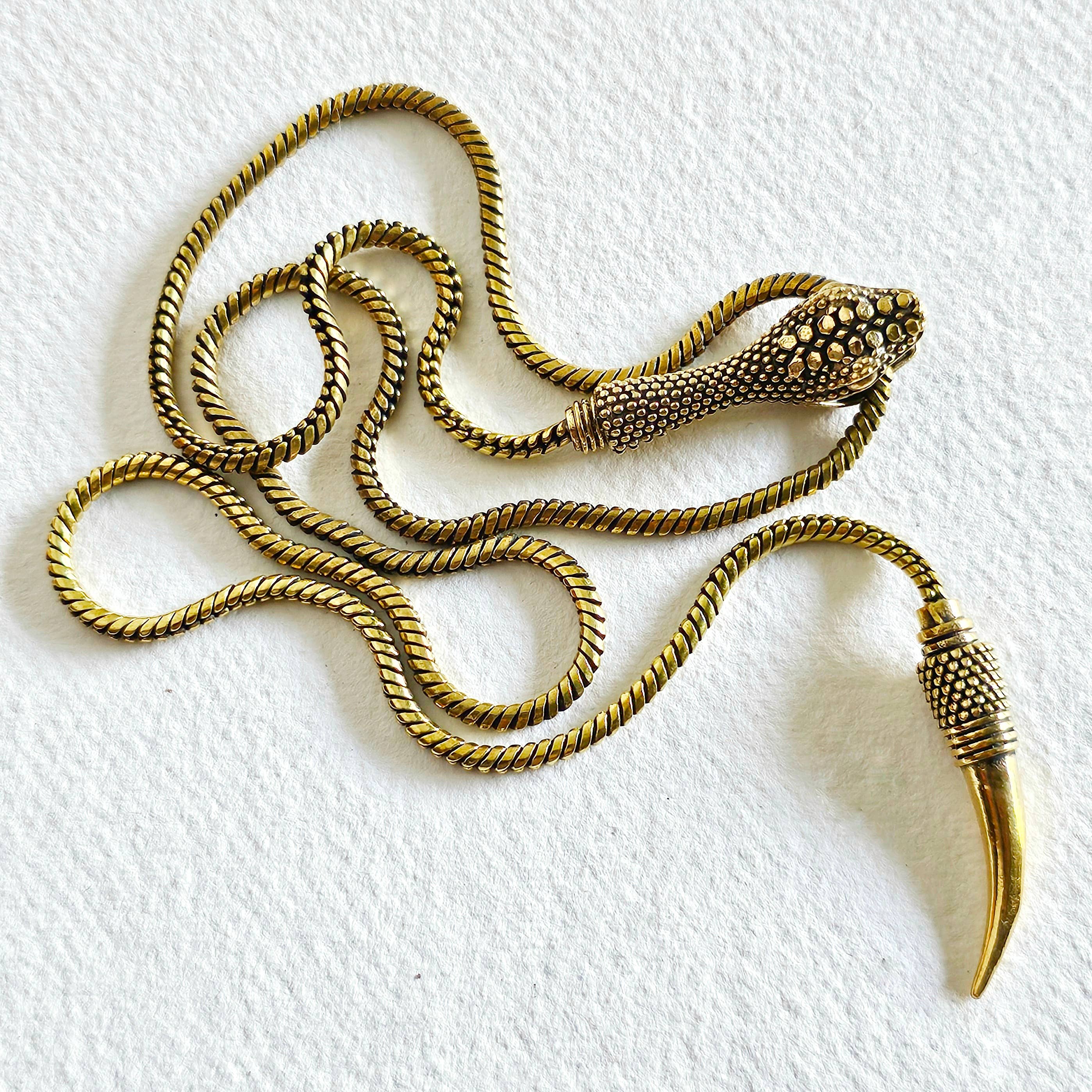 Bisjoux - Wholesale Link & Chain Necklace - Brass snake chain serpent lariat long necklace8