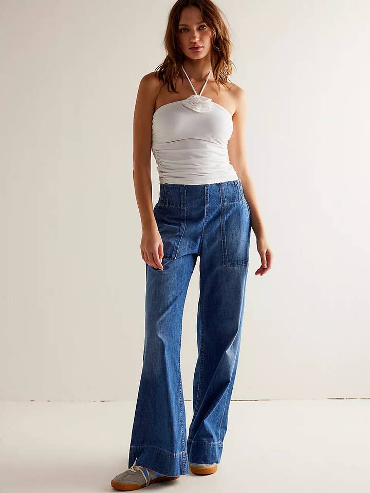 Bredbenta byxor med resårmidja för wholesale av Miss Sparkling