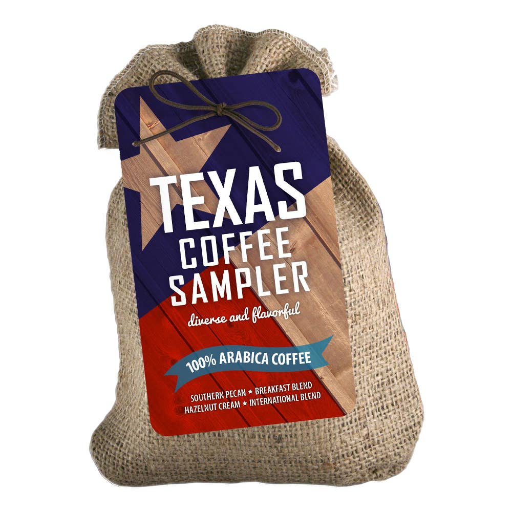 Coffee City USA - Wholesale Coffee Beans - Lone Star State Burlap 8oz Coffee Sampler0