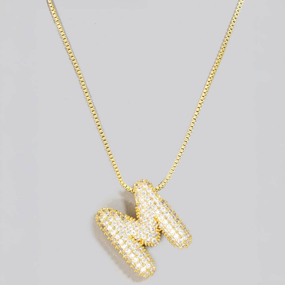 The Looks by Fame Accessories - Venta al por mayor Collares con colgantes/abalorios - Collar con colgante inicial de burbuja pavé14