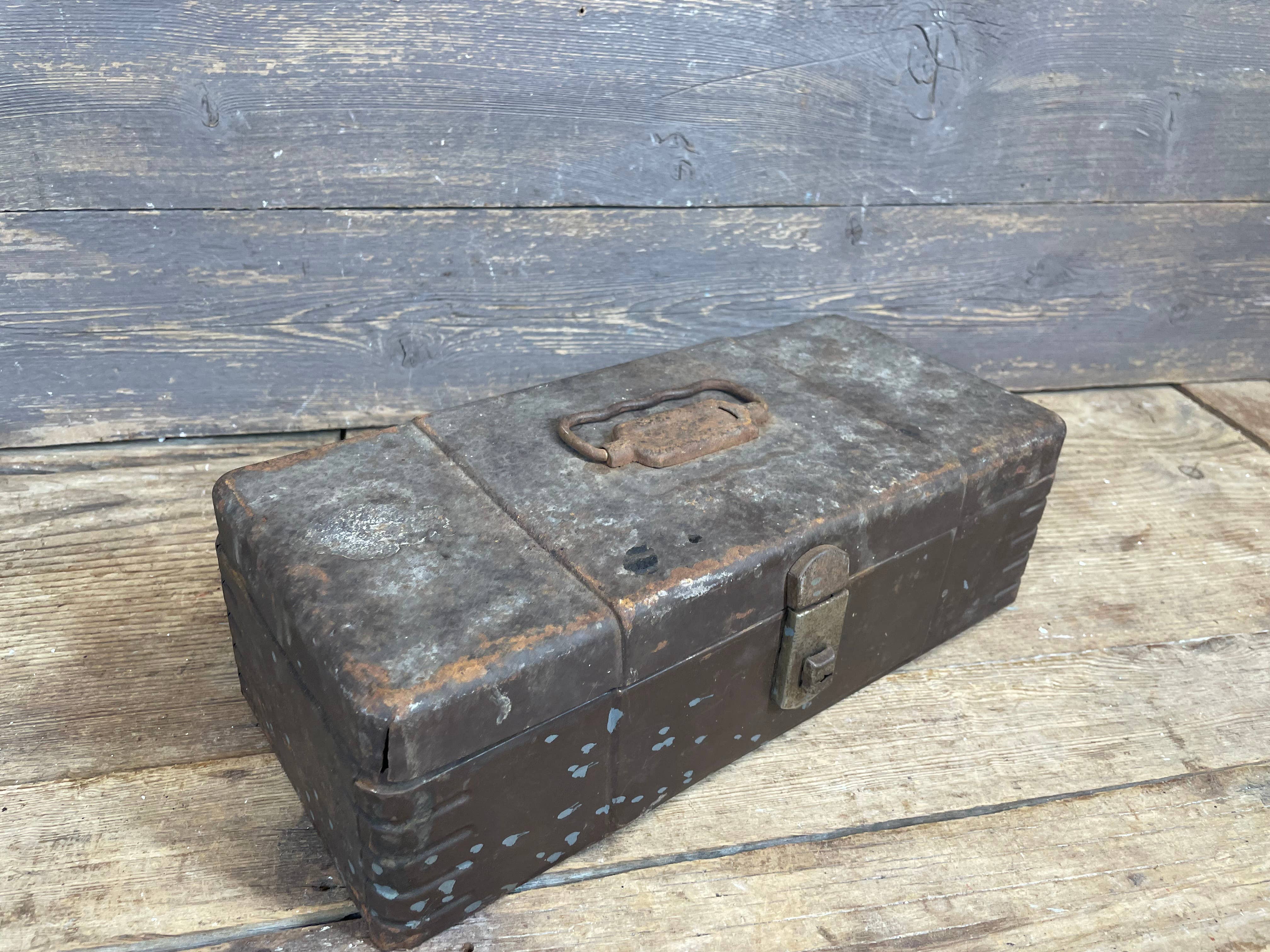My Amigos Imports – wholesale Decorative box –   Vintage Metal Tool box-#10-Storage-6x13x4H inches-Rustic 0