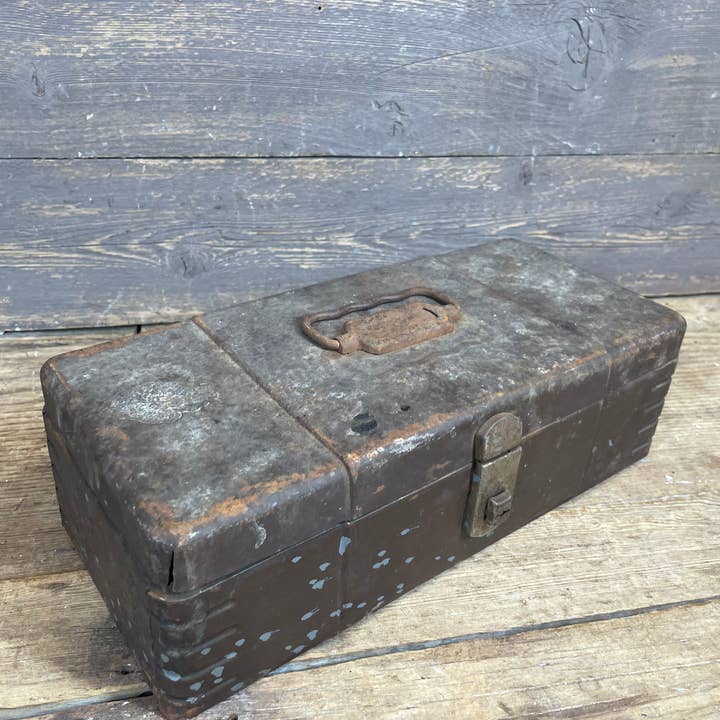 My Amigos Imports - Wholesale Decorative box - Vintage Metal Tool box-#10-Storage-6x13x4H inches-Rustic 0