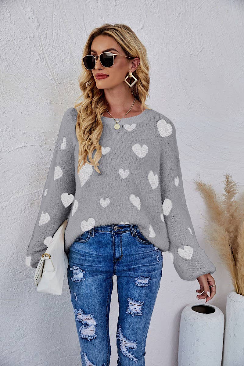 Miss Sparkling - Wholesale Knit Sweater - Women's - All over heart sweater5