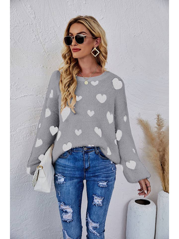 Miss Sparkling - Wholesale Knit Sweater - Women's - All over heart sweater5