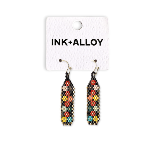 INK + ALLOY – Brincos de argola por atacado – Brinco Nadia Floral Design Petite Luxe Preto2