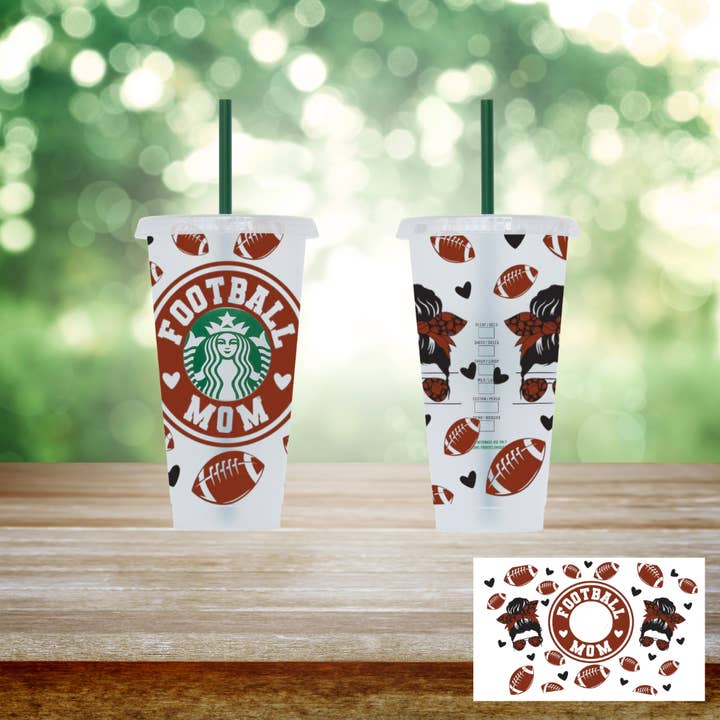 Small Biz Shipping Co - Wholesale Sublimation transfer - Football Mom - 24oz UV DTF Wrap