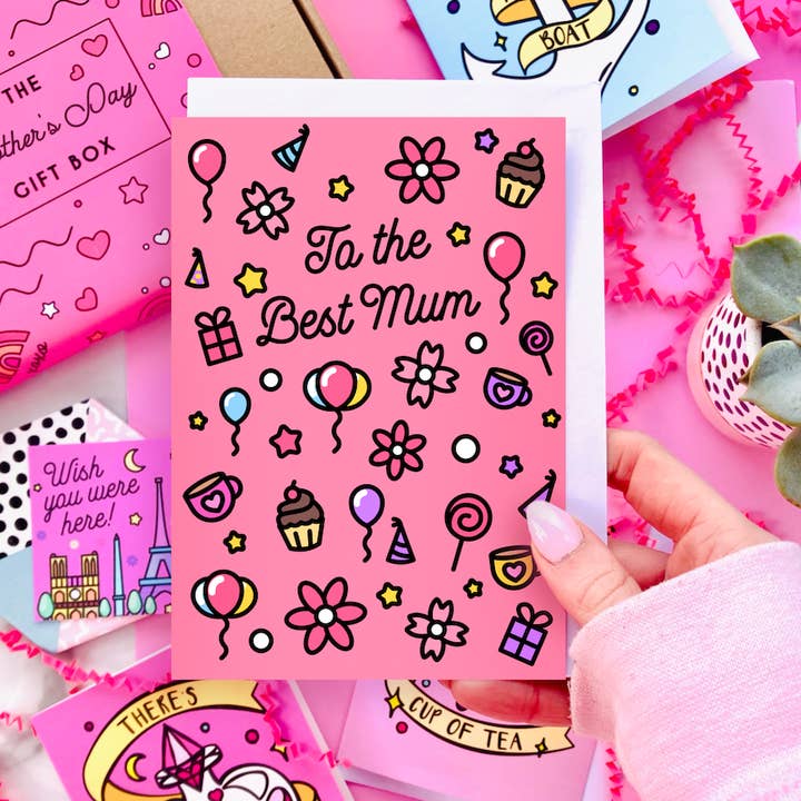 Beste roze geïllustreerde kaart voor mama voor wholesale door CoconuTacha