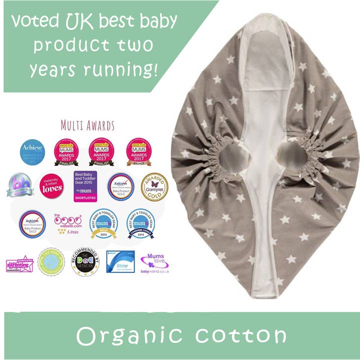 Baby Starlight, Organic Cotton, Warm Grey with White Stars | for wholesale by Snugglebundl