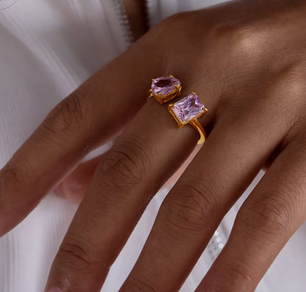 HoopLa - Wholesale Multi-Stone Ring - Lilly Collection- Beyond Finger ring- Open band-CZ Multi1