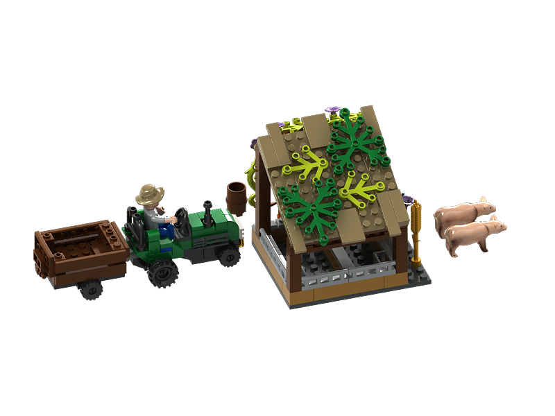 Texas Toy Distribution - Wholesale Building Set - Kids - Pig Farm and Tractor Building Brick Kit (202 pcs)2