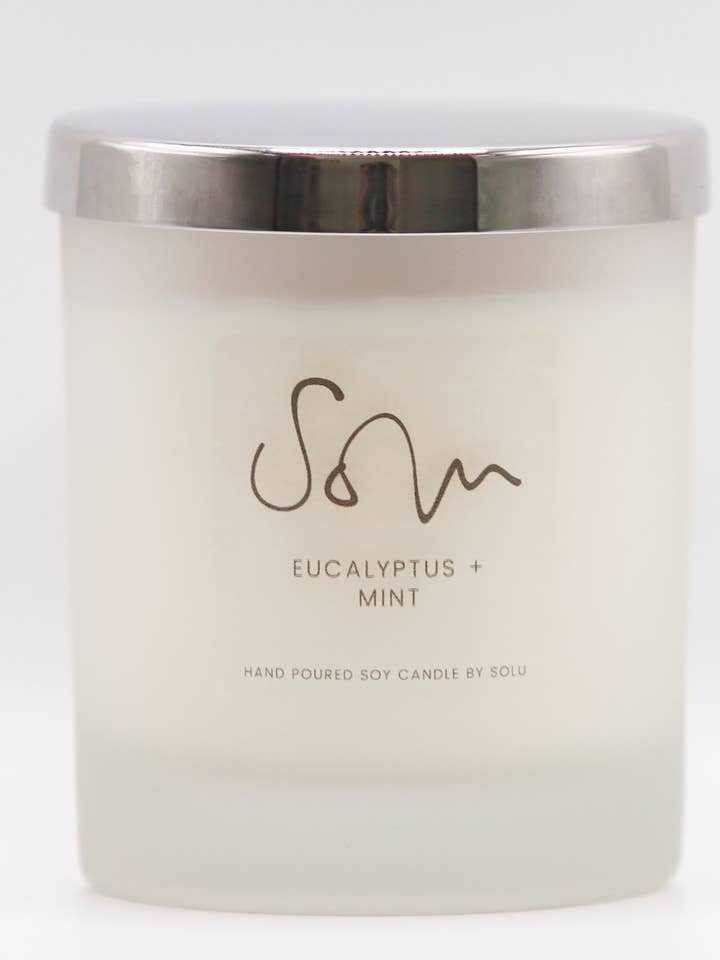 Eucalyptus + Mint Soy Wax Candle for wholesale by Solu Candles
