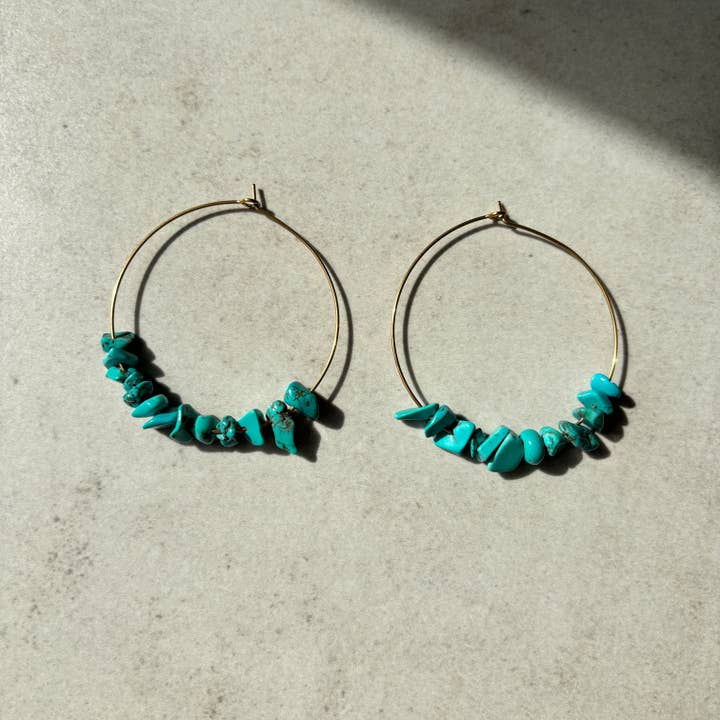 OE! - Wholesale Hoop Earrings - FRAMMENTI MARINI - Turquoise Howlite stone hoops