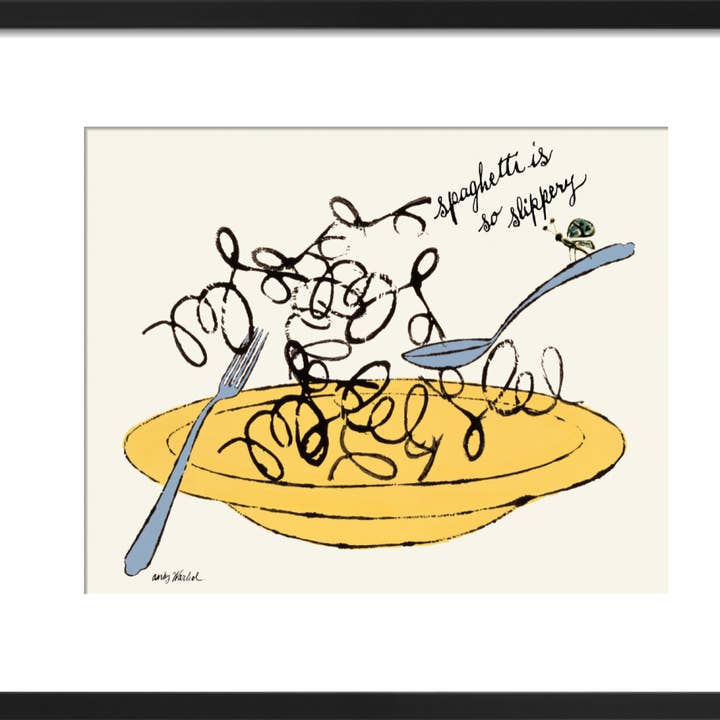 Spaghetti Is So Slippery Framed Art Print by Andy Warhol for wholesale by The Art Guys