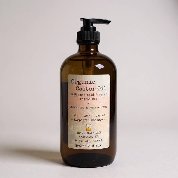 Organic Castor Oil - 16 oz- Cold-Pressed, hexane free for wholesale by BeakerGold LLC