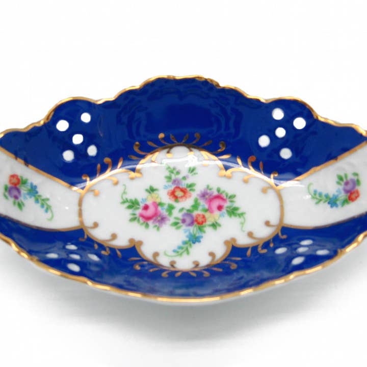 Victorian Antique Dish Jewelry Box Royal Blue for wholesale by European Heritage Gifts