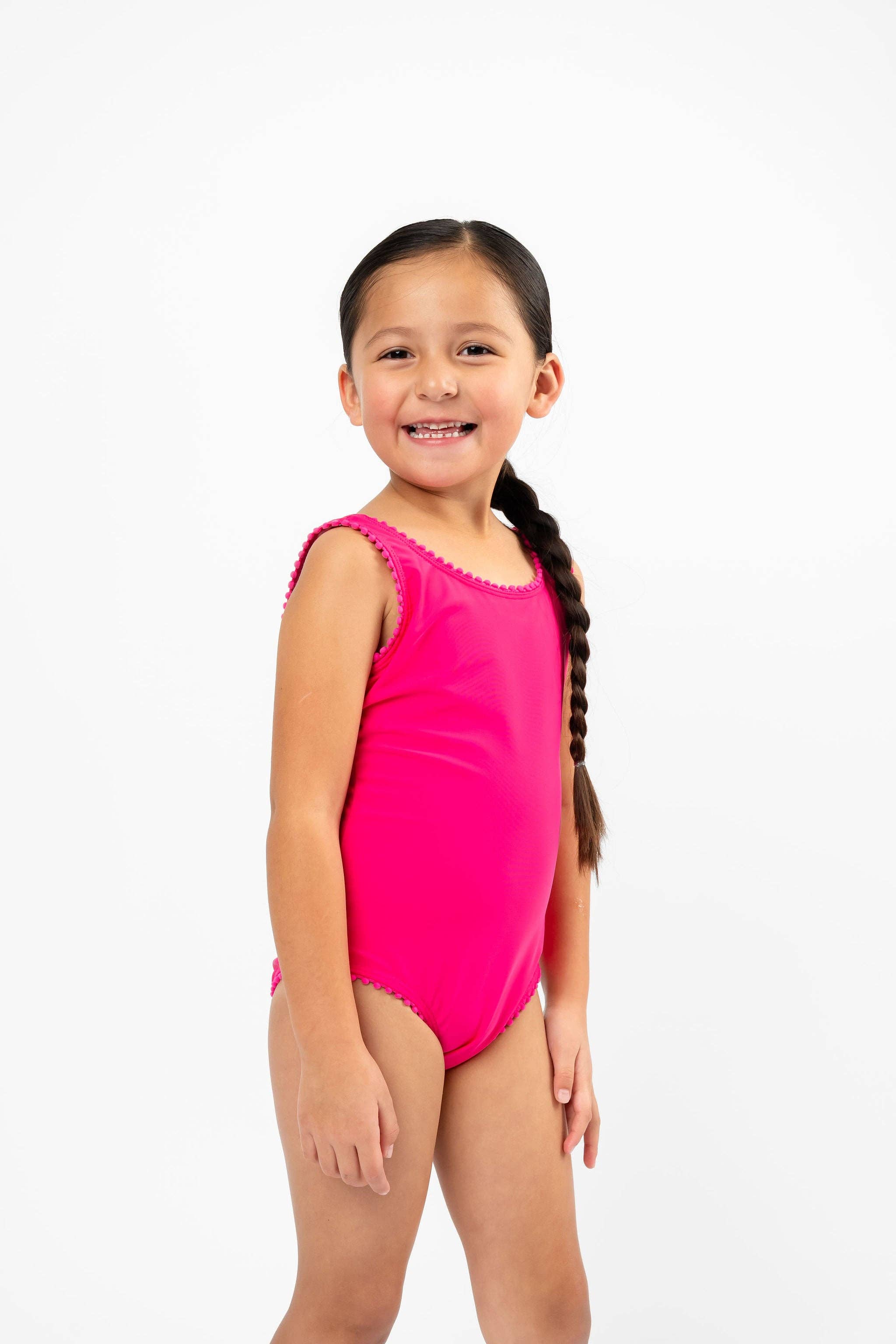 Coral Reef Swim - Wholesale One Piece Swimsuit - Kids - Hibiscus Bow Tie Kids One Piece5