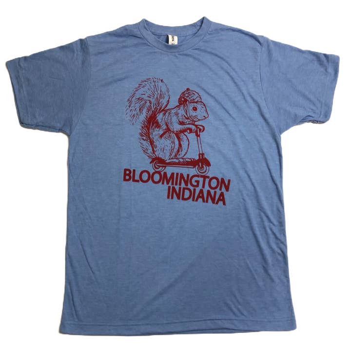 Bloomington Indiana Squirrel on a Bird T-shirt - Baby Blue for wholesale by badknees