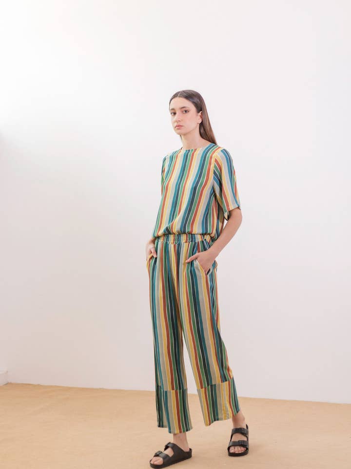 Striped print trousers for wholesale by PAN Producto Básico