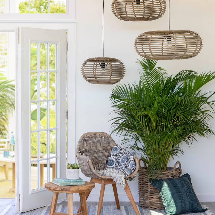 Park Hill Collection - Wholesale Chandelier/Hanging Light - Park Hill Collection Kailani Rattan Pendant Light Small