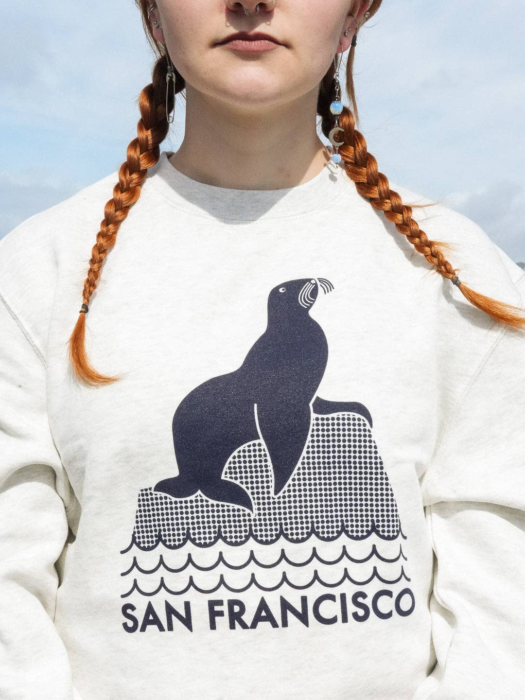 Culk - Wholesale Graphic Sweatshirt - Unisex - SF Seal Crewneck Heather Cream1