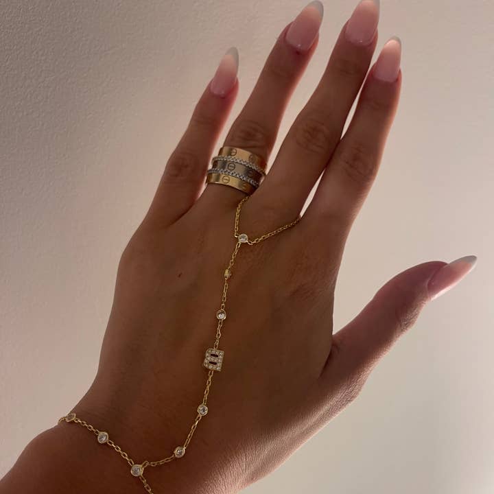 Bezel Initial Handchain for wholesale by Shop Alexandra Madison