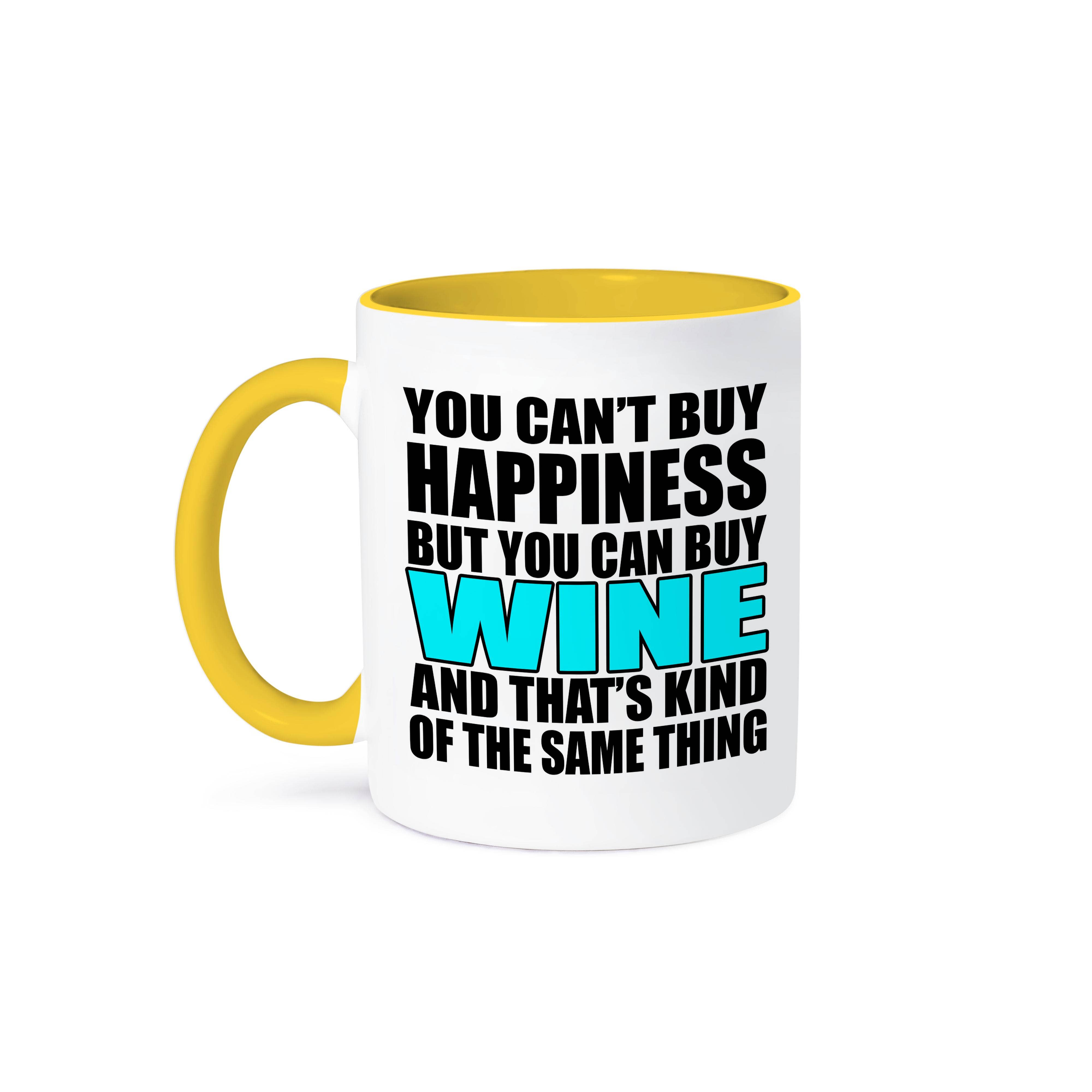 3dRose - Wholesale Coffee Mug - 3dRose, You cant buy happiness but you can buy wine, Aqua, Mug0