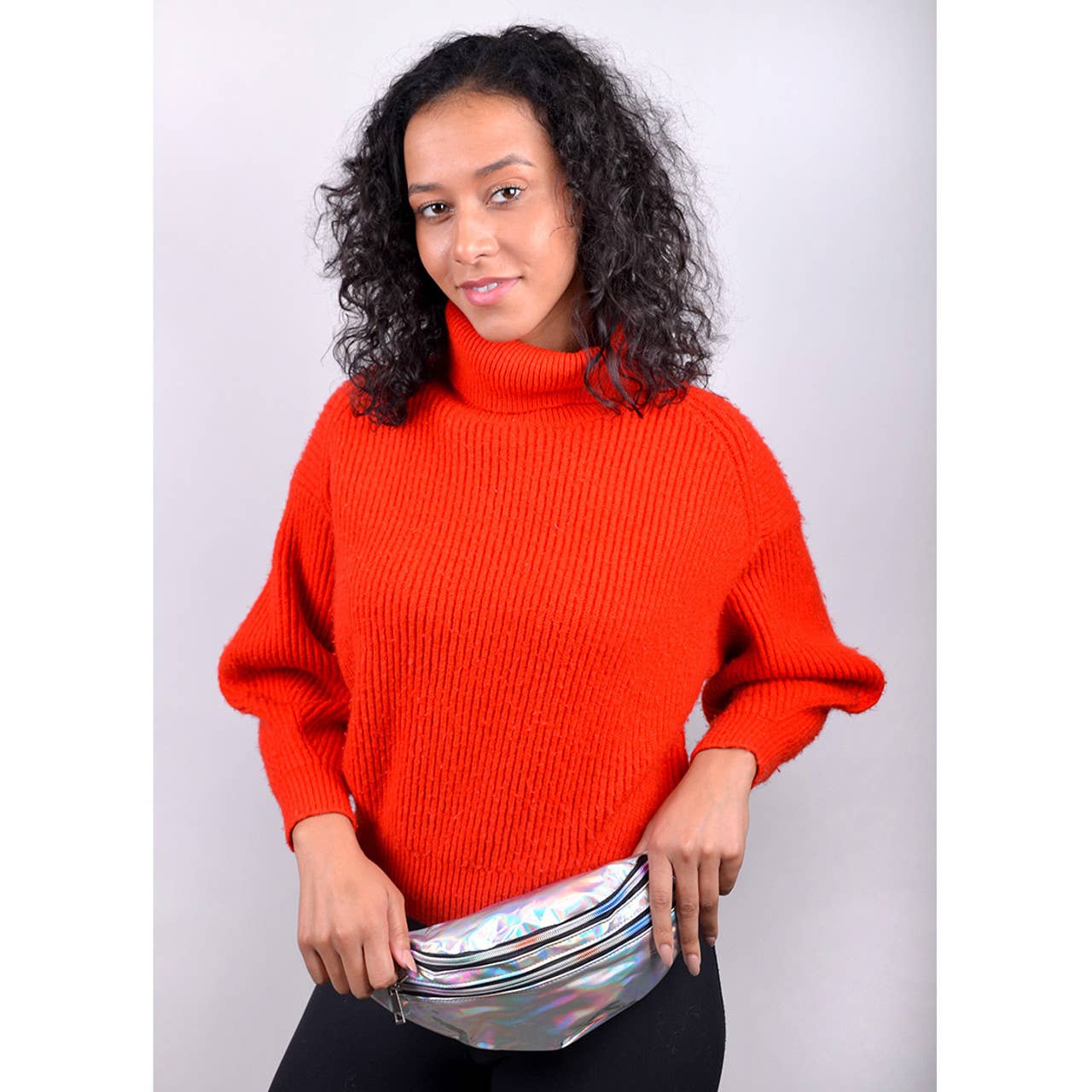 Selini New York - Wholesale Belt Bag - Women's - Silver Iridescent Holographic Waist Fanny Pack - LFBG13001