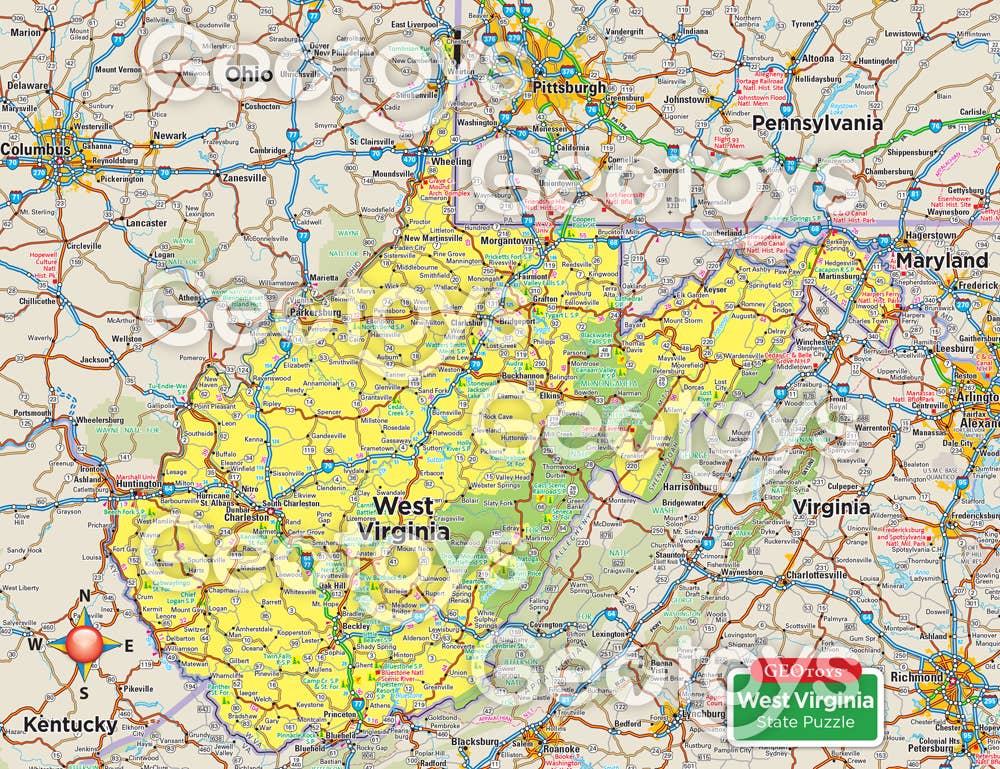 Geotoys - Wholesale Puzzle - Kids - Geotoys 100 Piece Magnetic Puzzle - West Virginia1