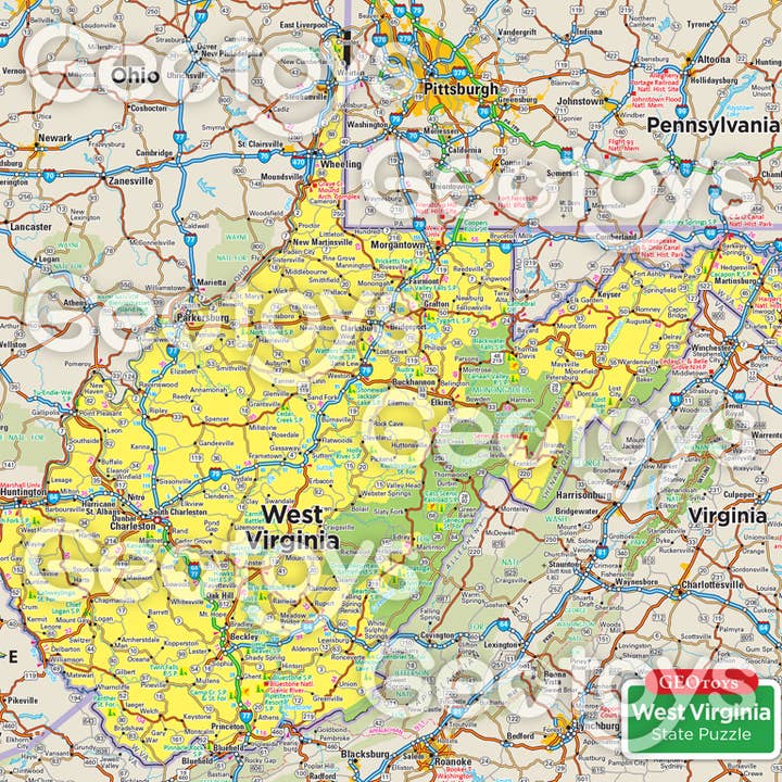 Geotoys - Wholesale Puzzle - Kids - Geotoys 100 Piece Magnetic Puzzle - West Virginia1