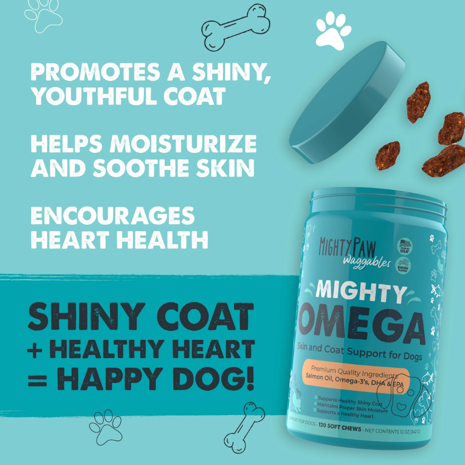Mighty Paw – Großhandel Nahrungsergänzungsmittel für Haustiere – Hund – Omega-3 Lachsöl-Kaustreifen für Hunde5
