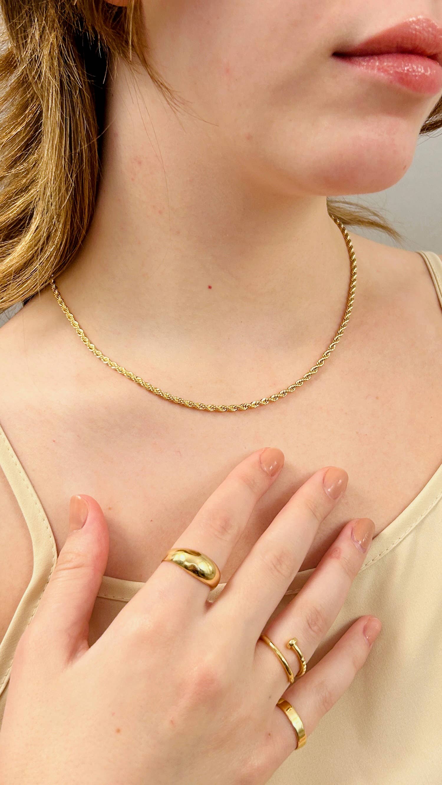 DEMI FINE Gold Filled Jewelry – Colar de elos e correntes por atacado – Colar de Corda Dourado Caspian0