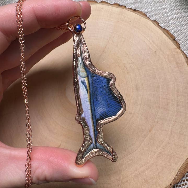 Copper Ashes - Wholesale Pendant/Charm Necklace - Sailfish and Lapiz Necklace1