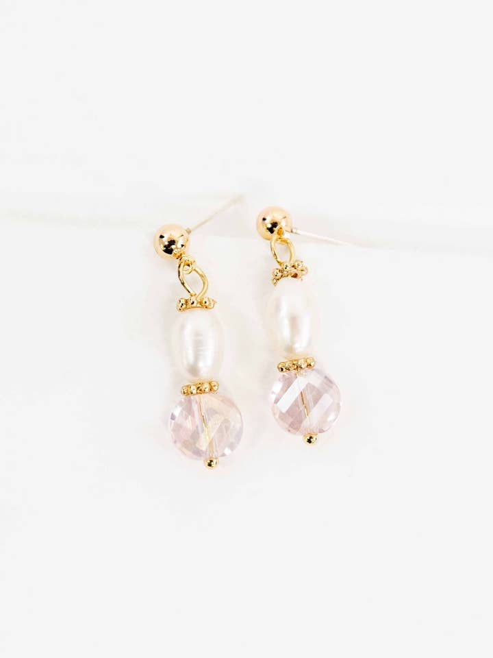 Zaina Pearl Earrings | Pink for wholesale by Lovoda