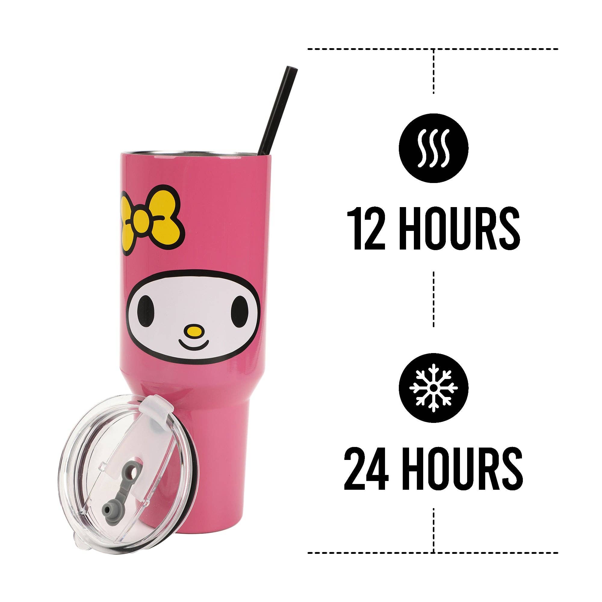 Bioworld Merchandising - Wholesale Insulated Mug/Tumbler - My Melody 40 Oz Stainless Steel Tumbler with Handle6