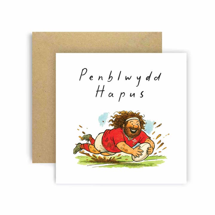 Penblwydd Hapus Welsh Rugby Birthday Card for wholesale by Huxters