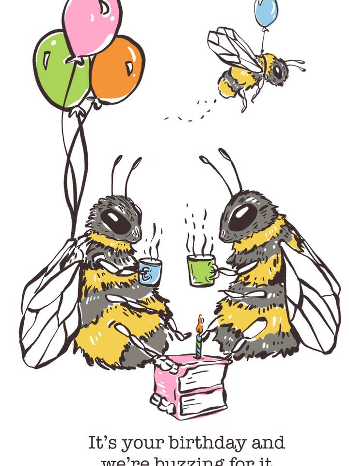 Birthday ( bumble bees drinking coffee) for wholesale by Partner Appreciation
