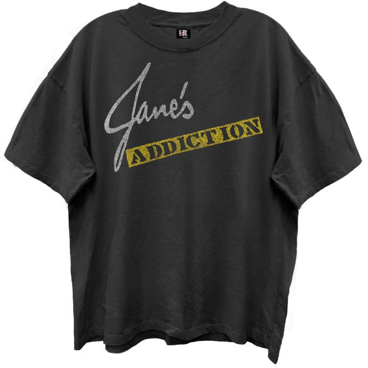 T-shirt com logótipo vintage preto de Jane's Addiction em lavagem enzimática por atacado de GMerch LLC