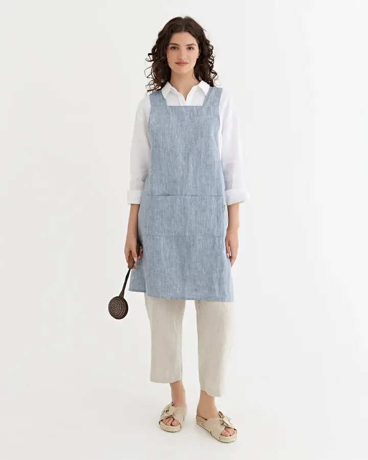 MagicLinen (We handle U.S. import procedures for you) - Wholesale Apron - Pinafore cross-back linen apron in various colors15
