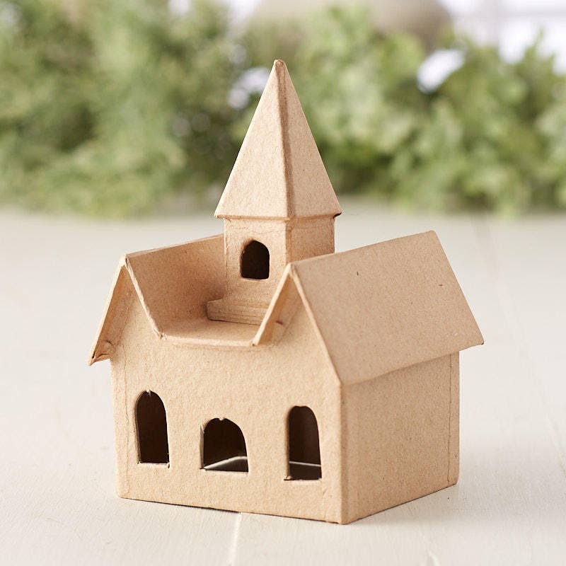 Factory Direct Craft – Objeto de mesa decorativo por atacado – Casas e Igreja Pré-Fabricadas em Papel Machê - Escolha Casa ou Igreja3