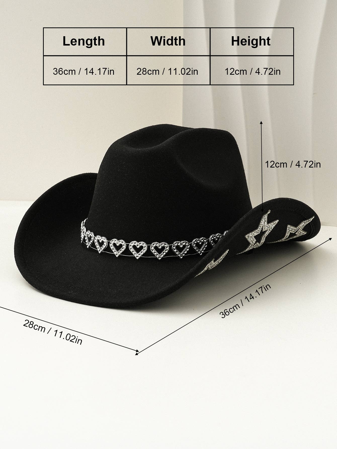 PEACH ACCESSORIES - Vendita all'ingrosso Cappello da cowboy - Donna - Cuore Scintillante & Stella Cappello da Cowboy Western WA2171