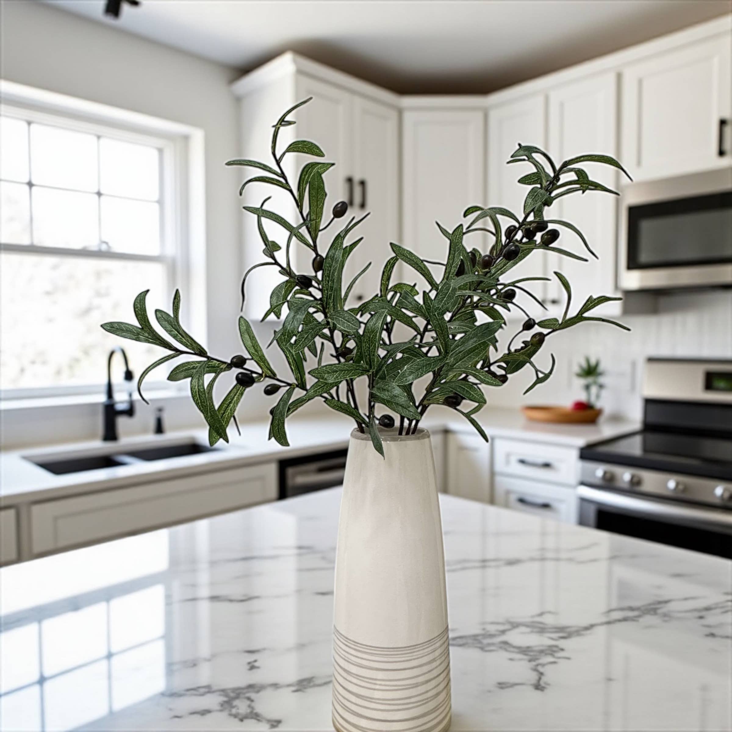 Angel Isabella – wholesale Artificial flowers – 29" Faux Olive Branch–Lush Green, Fruity Sprays3