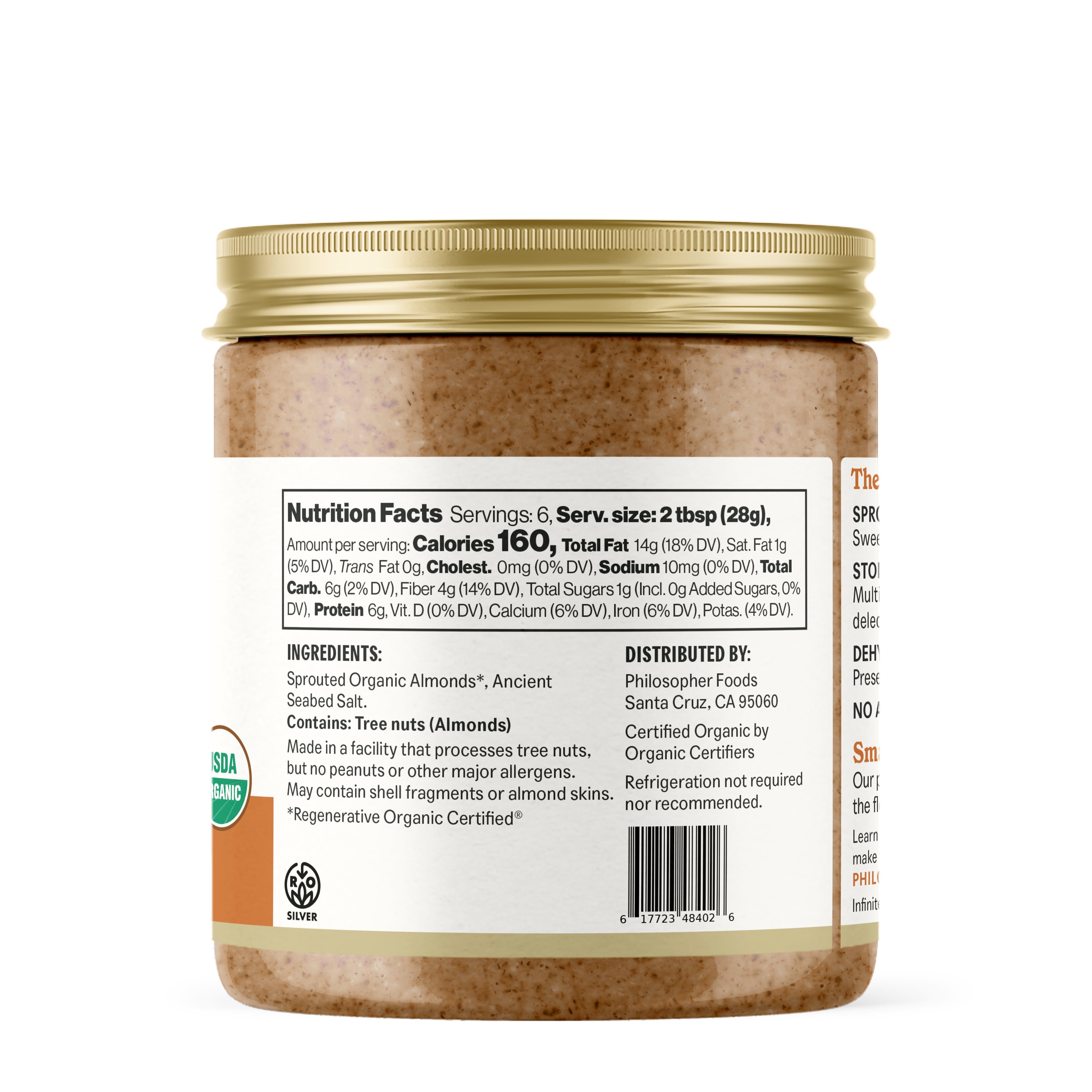 Philosopher Foods - Wholesale Nut Butter - Naked Crunchy Sprouted Almond Butter 6oz2