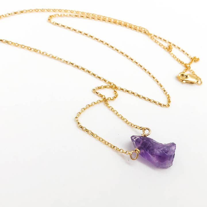 Collier améthyste en or, collier de tous les jours pour la vente par Luna Pines