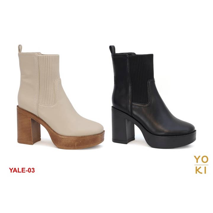 Yoki Fashion - Wholesale Booties - Women's - Women's Chunky YALE-10 Heel Short Bootie with stretch1