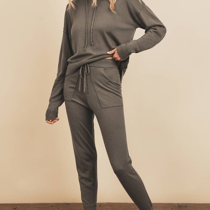 FW7015 Fine Knit Drawstring Jogger (1) for wholesale by Dress Forum