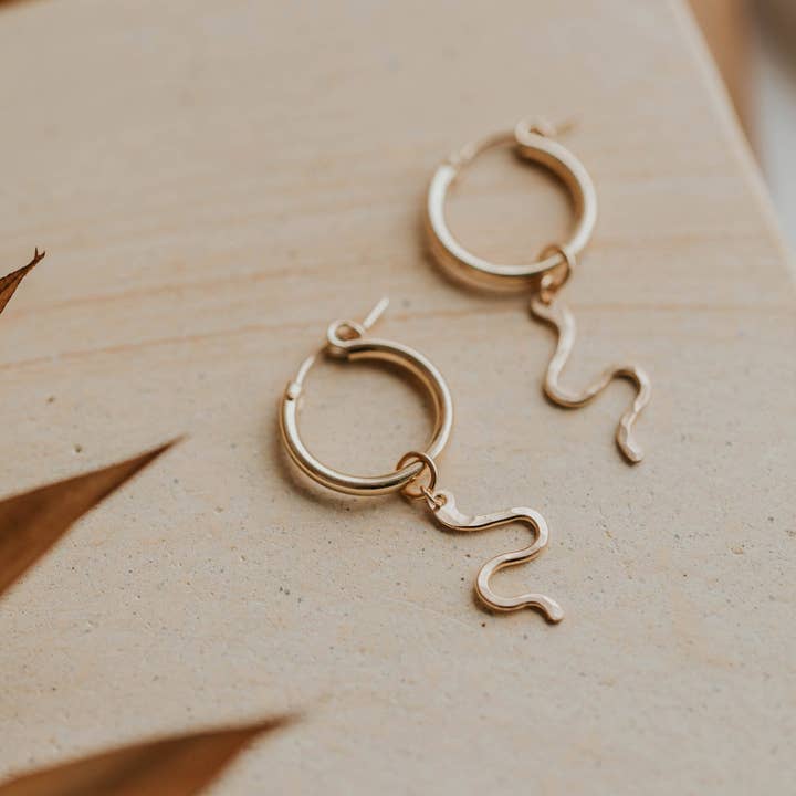 Hello Adorn - Wholesale Hoop Earrings - Snake Charms | 14kt Gold Fill + Sterling Silver