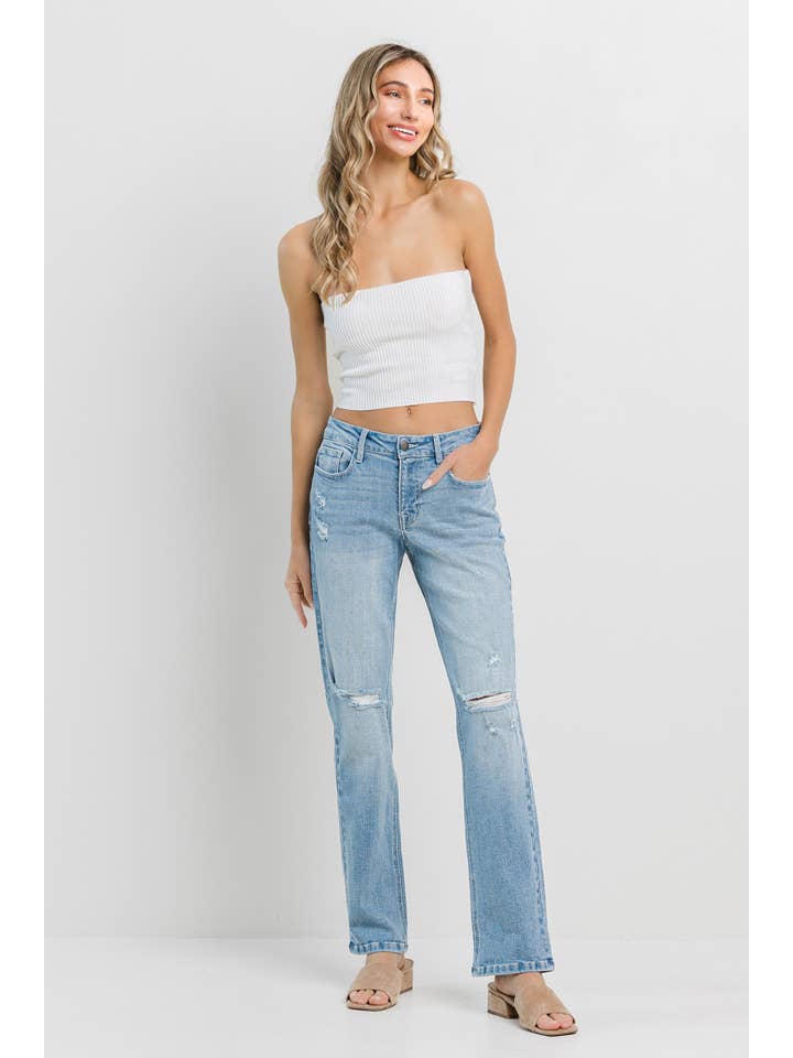 Light Denim Straight with Knee Rips for wholesale on Faire