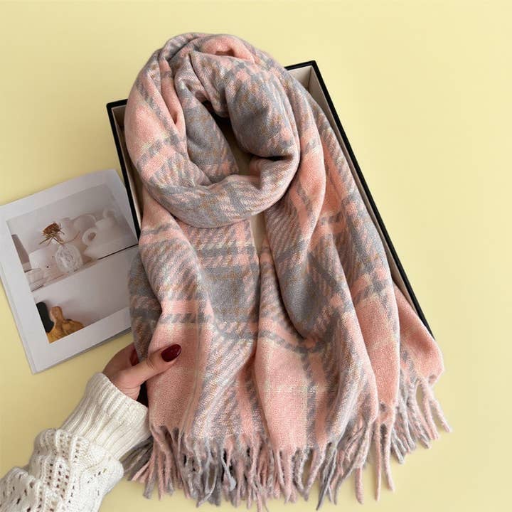 PLAID ATMOSPHERE AUTUMN AND WINTER WARM SCARF_CWASC03038 for wholesale by DOUBLJU