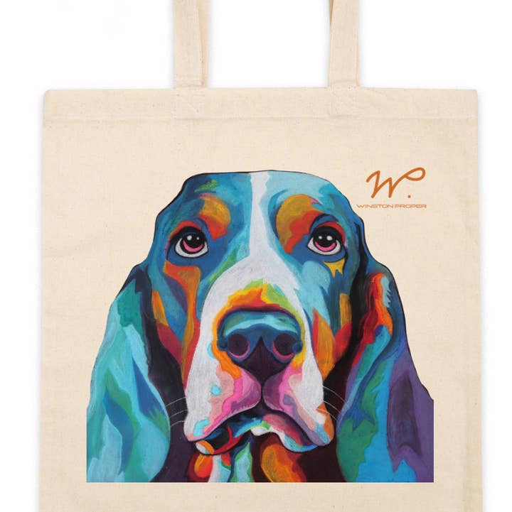 Winston Proper - Wholesale Tote Bag - Unisex - Winston the Basset Hound Canvas Tote Bag0