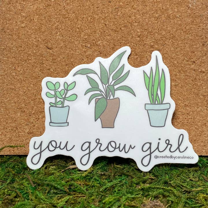 You Grow Girl Vinyl Sticker for wholesale by Created By Caroline Co